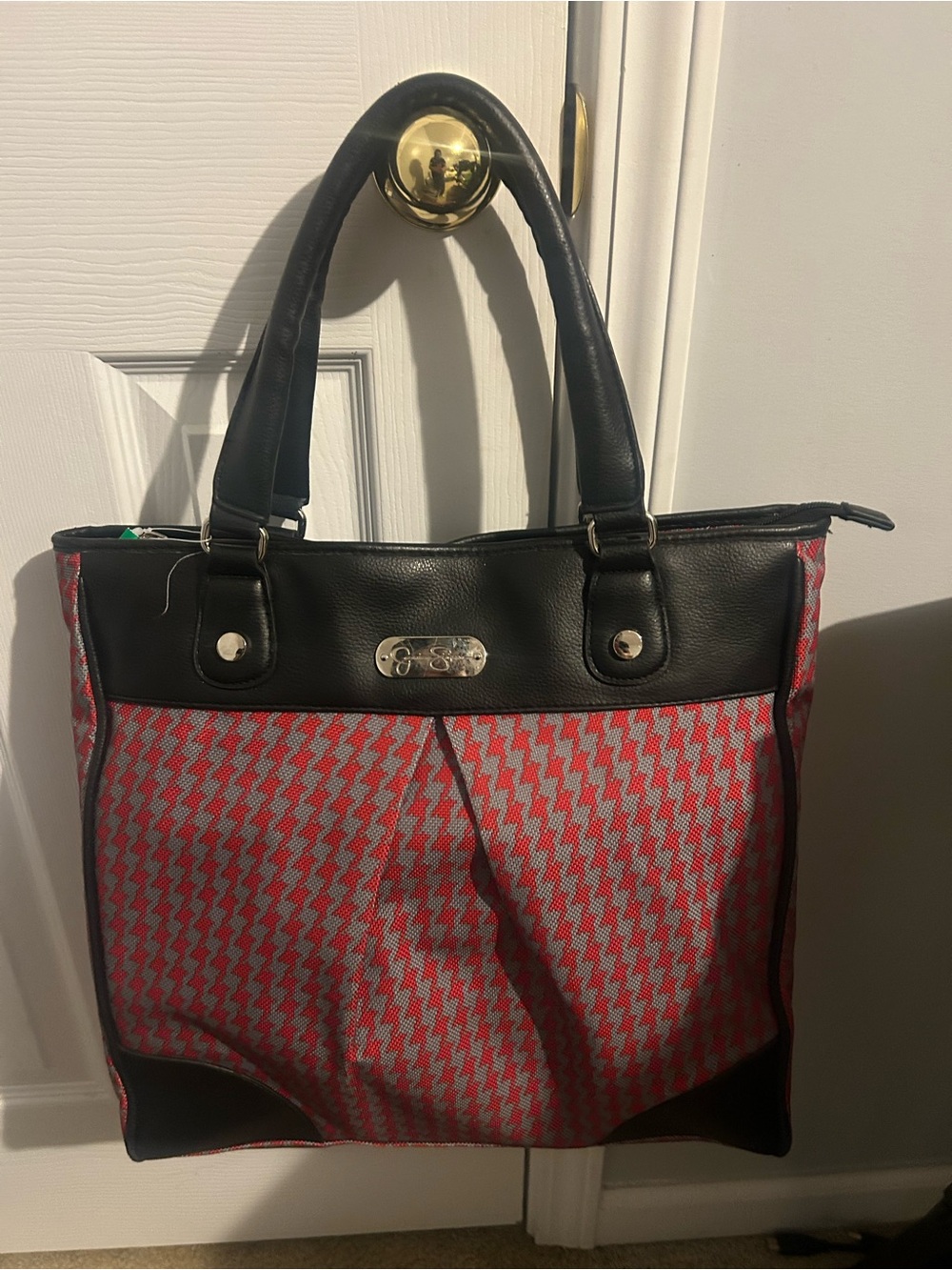 Jessica Simpson Black and Red Houndstooth Tote includes laptop bag